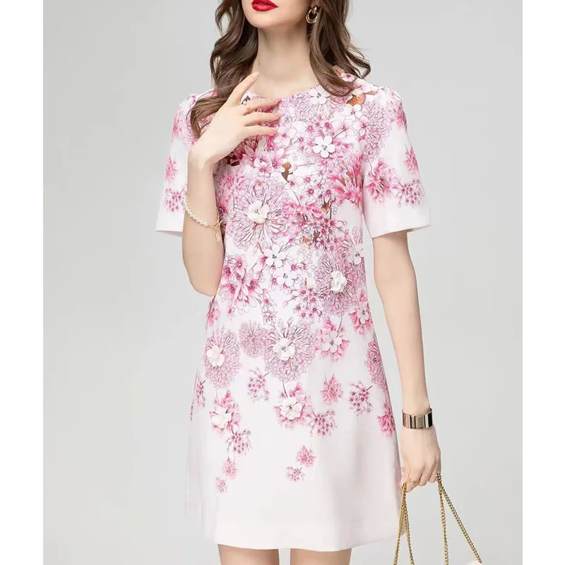 Heavy Flower Beaded Women Dress Elegant O-Neck Short Sleeve OL Office Ladies Dresses 7306
Heavy Flower Beaded Women Dress Elegant O-Neck Short Sleeve OL Office Ladies Dresses 7306