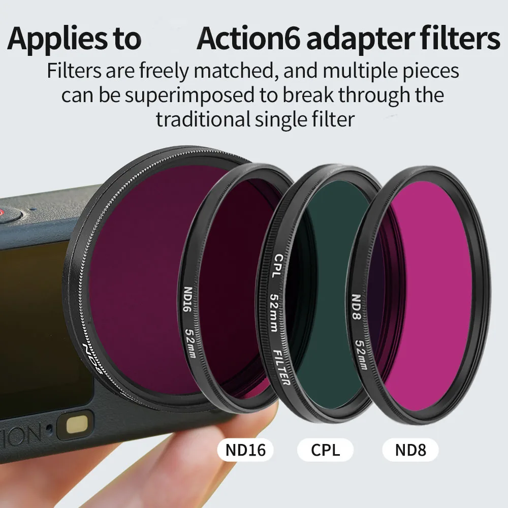 Lens Filter for DJI Osmo Action6 52mm ND Filter Set,Neutral Density Drone Lens Filter,Optical Glass Filter Camera Lens Accessory
Lens Filter for DJI Osmo Action6 52mm ND Filter Set,Neutral Density Drone Lens Filter,Optical Glass Filter Camera Lens Accessory