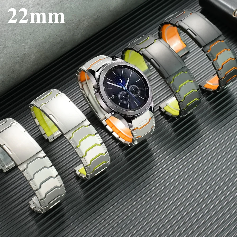 22mm Titanium + Silicone Strap For Samsung Galaxy Watch 3 45mm Gear S4 46mm Gear S3 Frontier S3 Classic Man Metal Wristband
22mm Titanium + Silicone Strap For Samsung Galaxy Watch 3 45mm Gear S4 46mm Gear S3 Frontier S3 Classic Man Metal Wristband