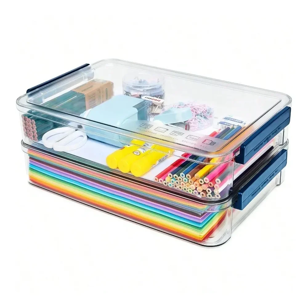 Pcs 5.5qt 9 X 13 Plastic Portable Project Case With SnapTight Latch Clear Stackable Storage Box With Lids Organizer Container F