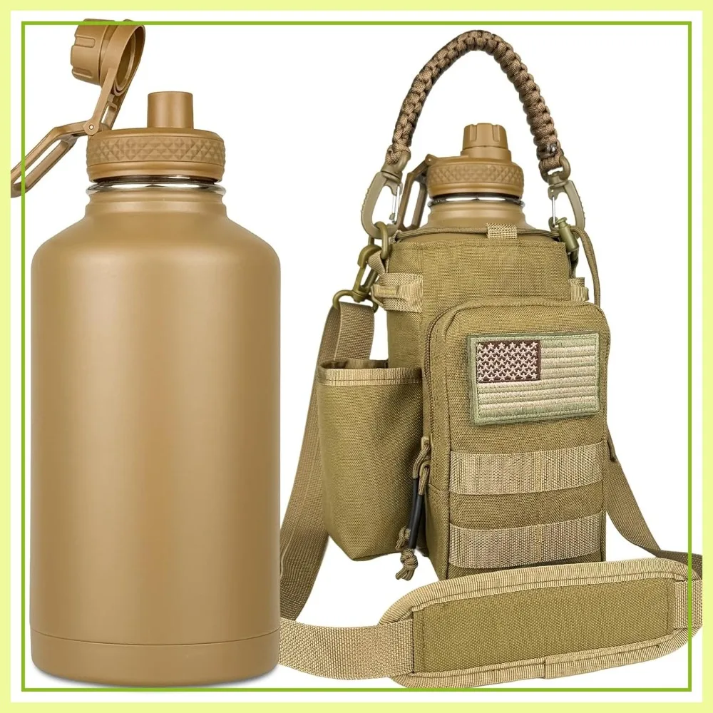 64 oz Stainless Steel Water Jug with Strap, Insulated Sleeve, Paracord Handle for Hiking, Travel, Biking - Khaki
64 oz Stainless Steel Water Jug with Strap, Insulated Sleeve, Paracord Handle for Hiking, Travel, Biking - Khaki