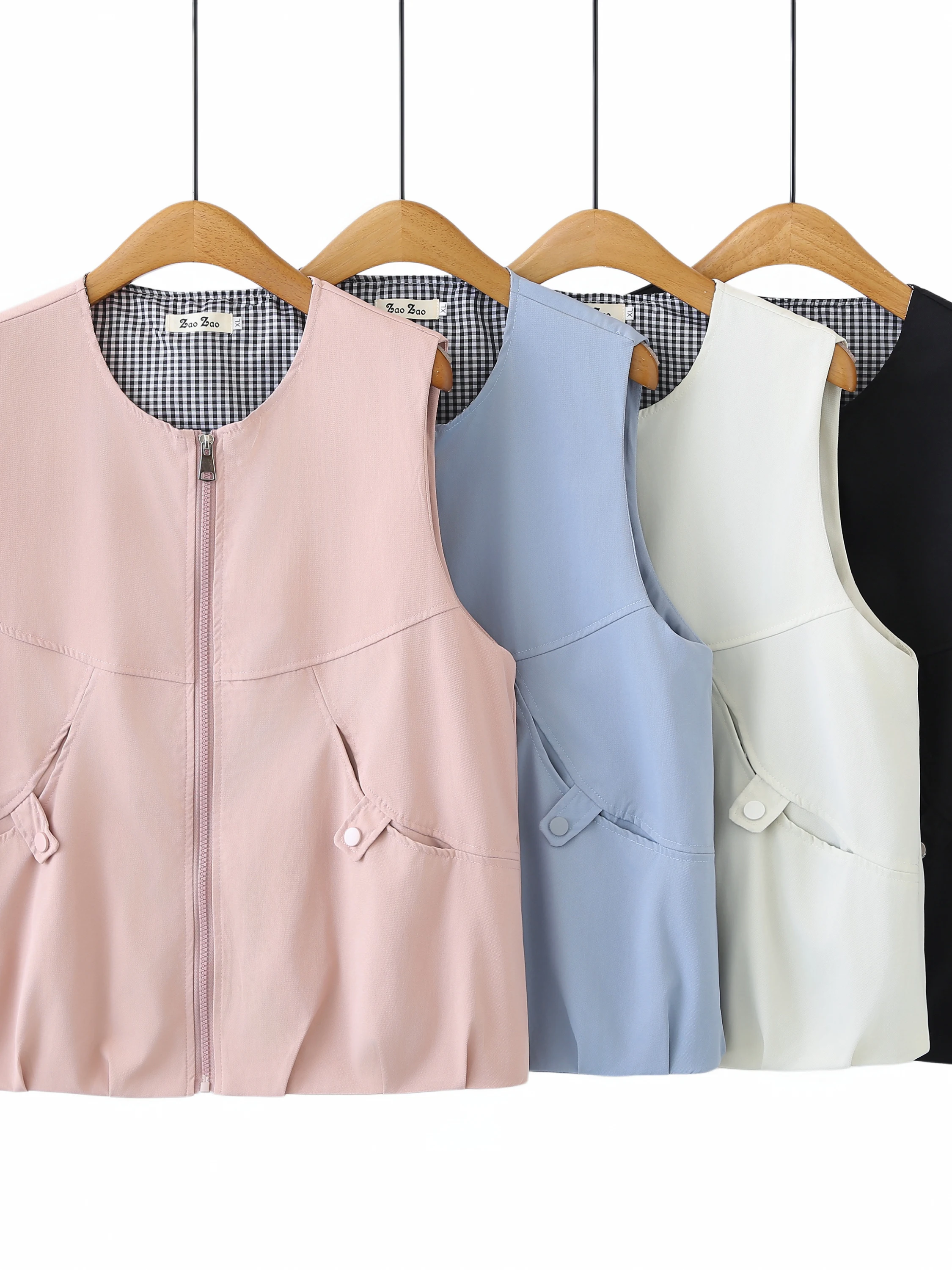 Spring 2026 Women's Workwear Style Sleeveless Zipper round Neck Vest with Pockets Layering Top plus Size Jacket Upperwear
Spring 2026 Women's Workwear Style Sleeveless Zipper round Neck Vest with Pockets Layering Top plus Size Jacket Upperwear