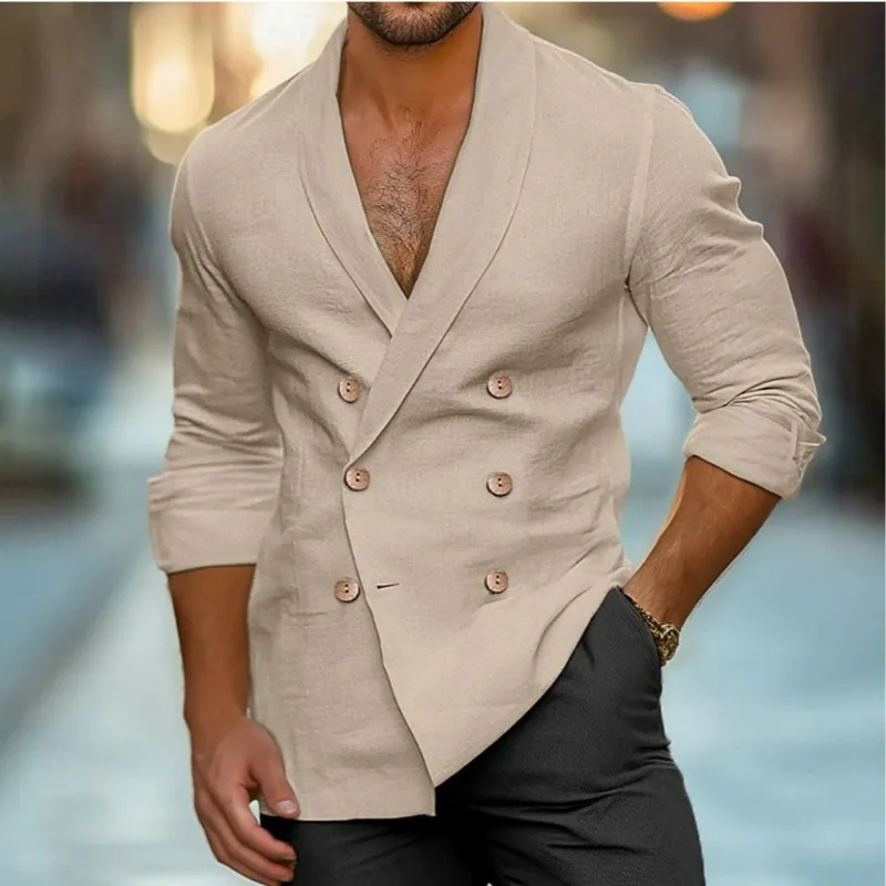 KIDWHXR Man Summer Suit Coat Slim Thin Solid Double-breasted Men Outerwear Long Sleeve Breathable Business Casual Male Blazer
KIDWHXR Man Summer Suit Coat Slim Thin Solid Double-breasted Men Outerwear Long Sleeve Breathable Business Casual Male Blazer