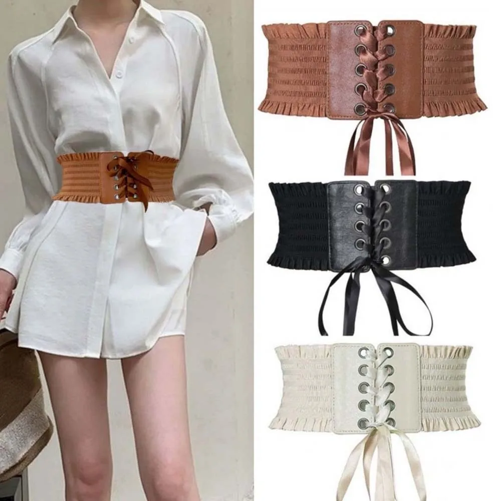 Vintage Adjustable Elastic Pleated Cummerbunds Polyester Strap Rope Wide Corset Waistband PU Girdle Elastic High Wide Belt Gift
Vintage Adjustable Elastic Pleated Cummerbunds Polyester Strap Rope Wide Corset Waistband PU Girdle Elastic High Wide Belt Gift