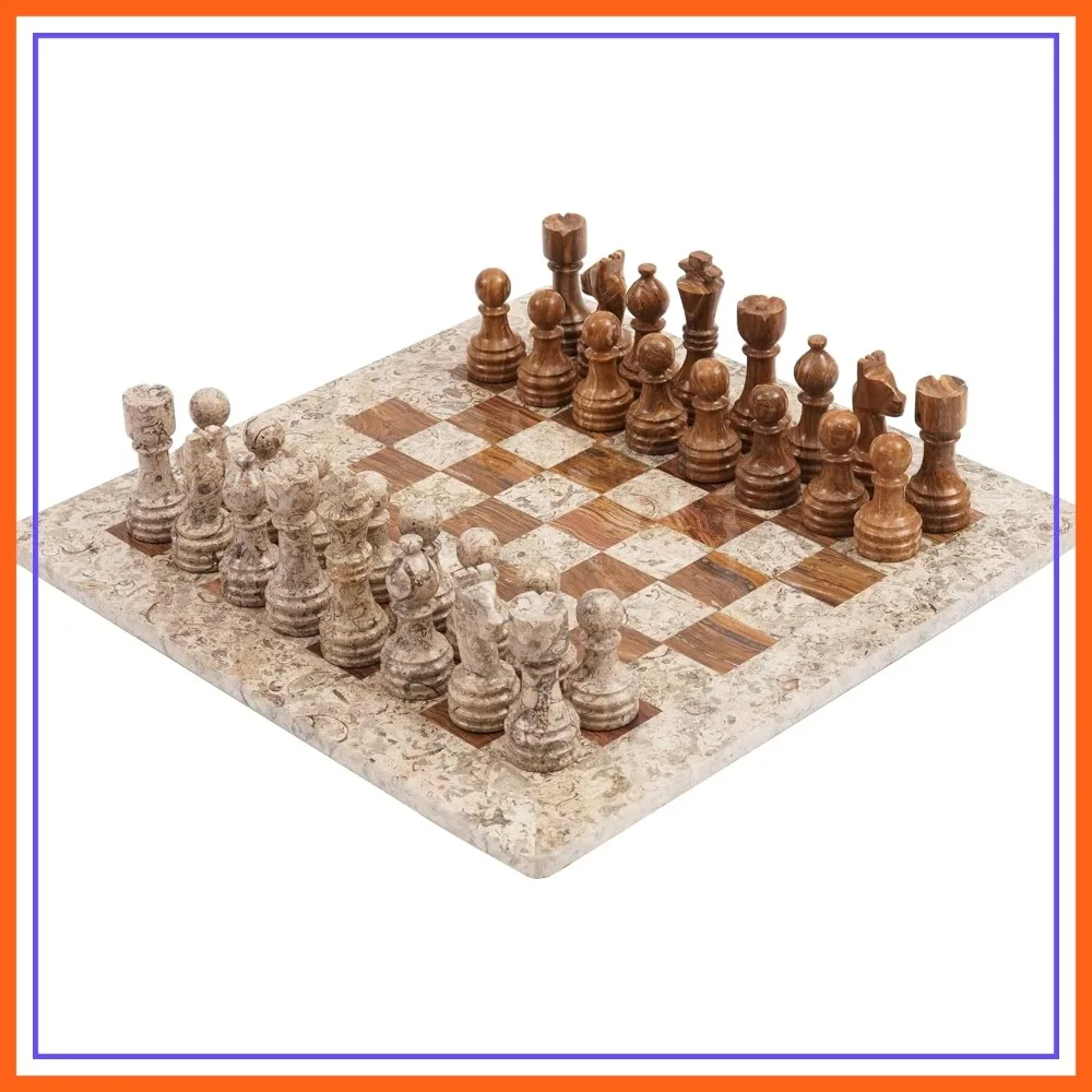 15" Marble Chess Set with Coral & Dark Brown Pieces, Handmade Luxury Board Game for Adults, Home Decor
15" Marble Chess Set with Coral & Dark Brown Pieces, Handmade Luxury Board Game for Adults, Home Decor