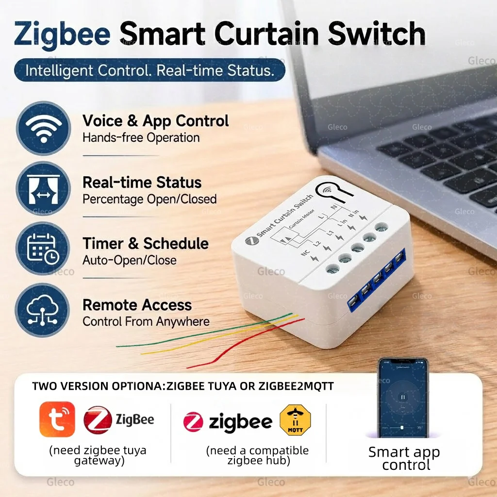 Zigbee Smart Curtain Switch Module Roller Blinds Shutter Electric Motor Relay Breaker Work with Alexa Google Home TUYA 2MQTT
Zigbee Smart Curtain Switch Module Roller Blinds Shutter Electric Motor Relay Breaker Work with Alexa Google Home TUYA 2MQTT