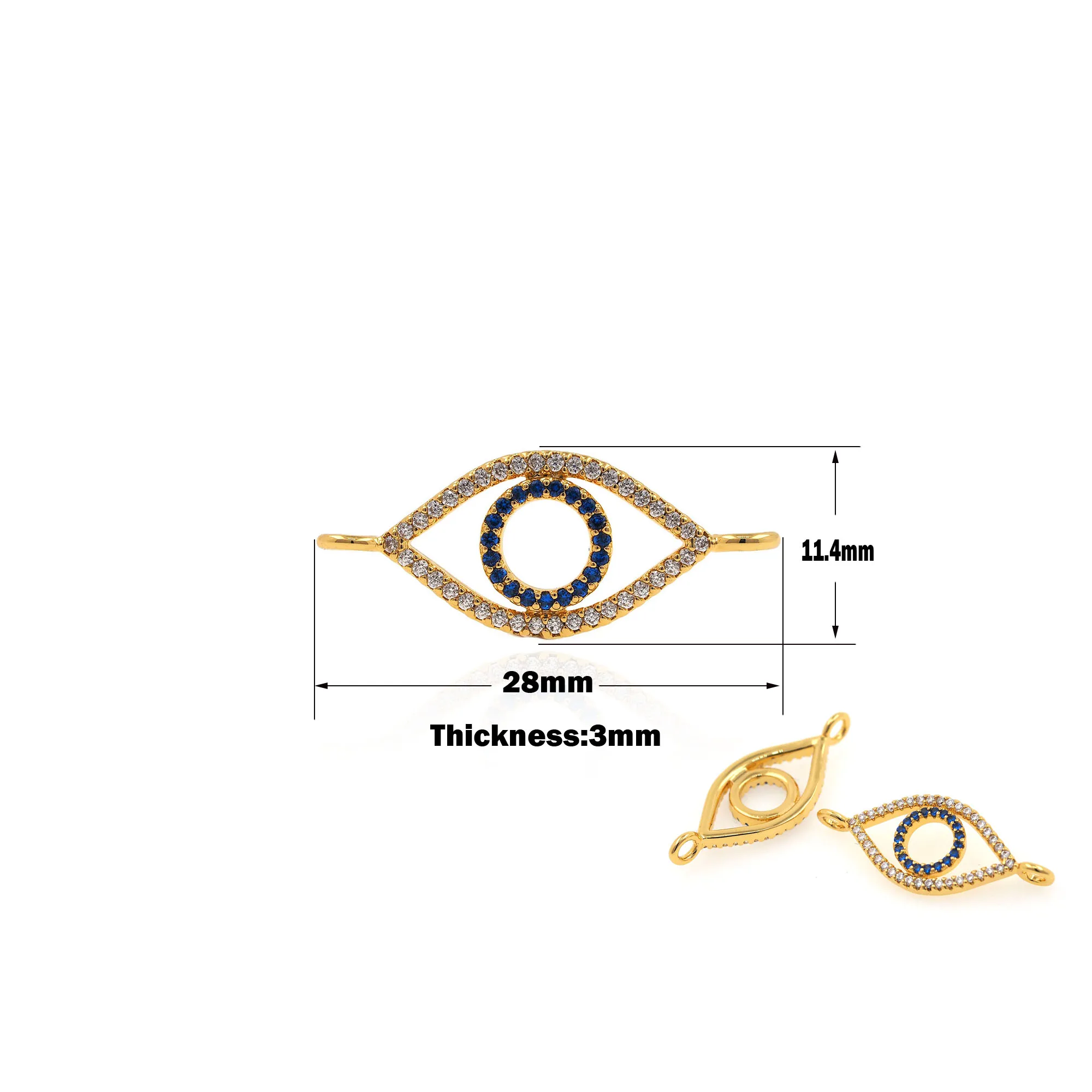 Cubic Zirconia Openwork Evil Eyes Connector Jewelry Maker Bracelet 18K Gold Plated DIY Earrings Charm Handmade Copper Hardware
Cubic Zirconia Openwork Evil Eyes Connector Jewelry Maker Bracelet 18K Gold Plated DIY Earrings Charm Handmade Copper Hardware