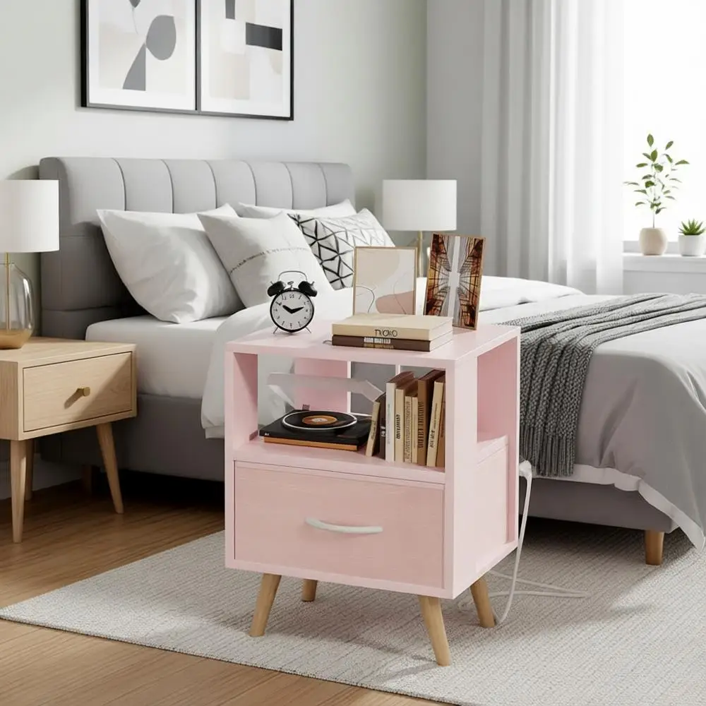 Pink Children's Nightstand with 2-Tier Charging Station, USB Ports, and Outlets for Bedrooms and Living Spaces
Pink Children's Nightstand with 2-Tier Charging Station, USB Ports, and Outlets for Bedrooms and Living Spaces