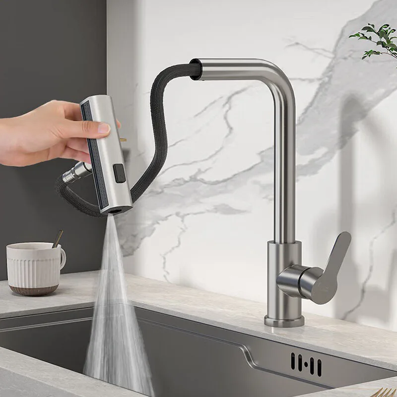 Waterfall kitchen faucet stainless steel 360° rotating Pull waterfall flow spray head hot cold water sink mixer kitchen faucet
Waterfall kitchen faucet stainless steel 360° rotating Pull waterfall flow spray head hot cold water sink mixer kitchen faucet