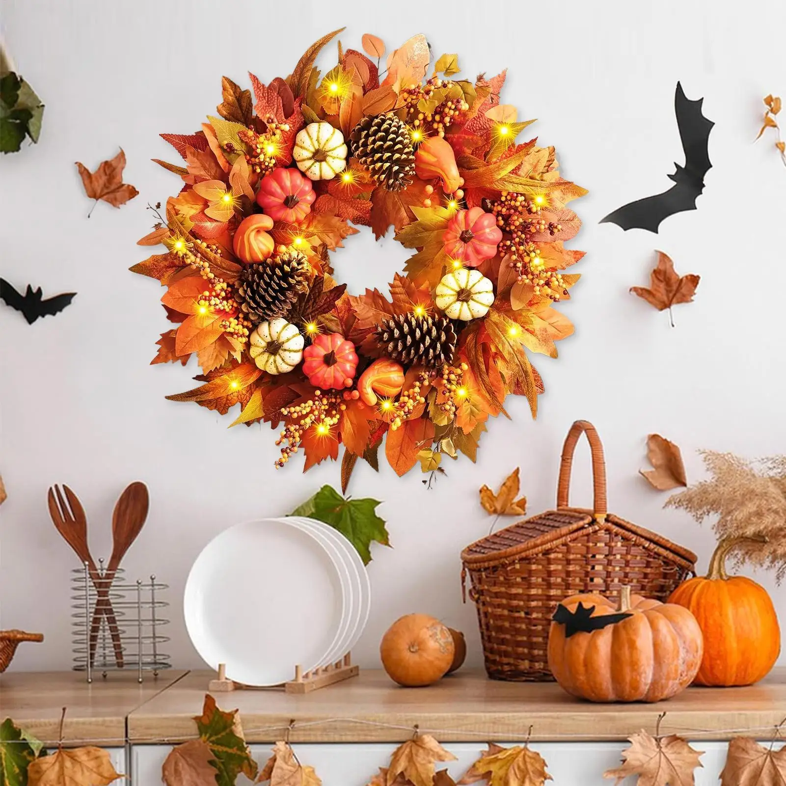 Венок на День Благодарения, осенний дверной венок, 19,69 дюйма, искусственная тыква, ягоды, листья, дизайн, сезонные украшения для дома и улицы
Венок на День Благодарения, осенний дверной венок, 19,69 дюйма, искусственная тыква, ягоды, листья, дизайн, сезонные украшения для дома и улицы