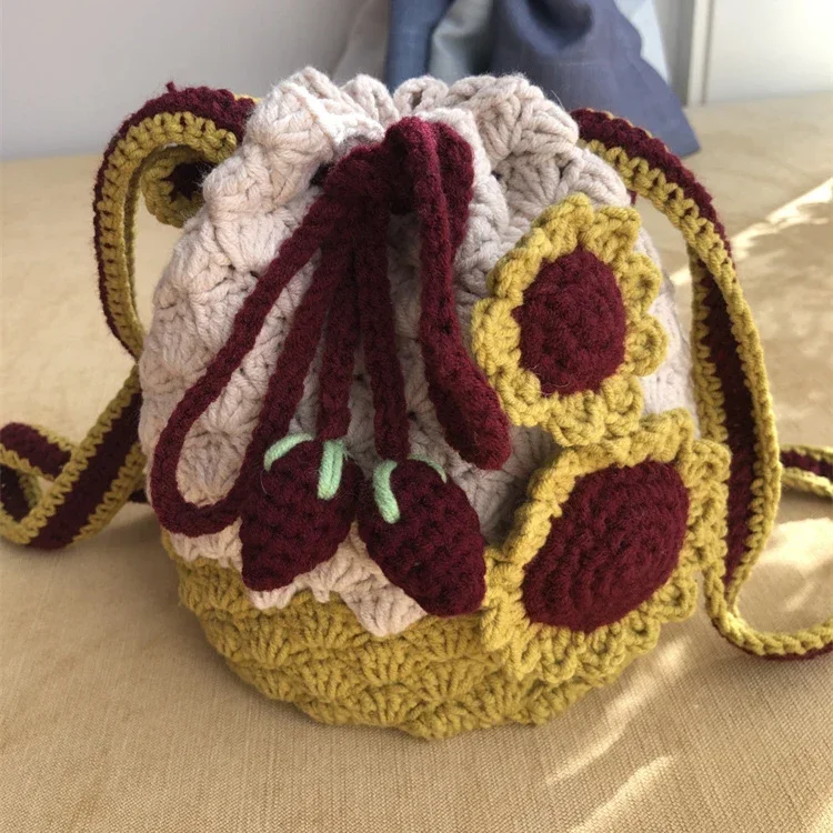 Female Handmade Crochet Cute Vintage Small Size Cute Bucket Handbag Teenager Girl Yarn Floral Rainbow Retro Sling Shoulder Bag
Female Handmade Crochet Cute Vintage Small Size Cute Bucket Handbag Teenager Girl Yarn Floral Rainbow Retro Sling Shoulder Bag
