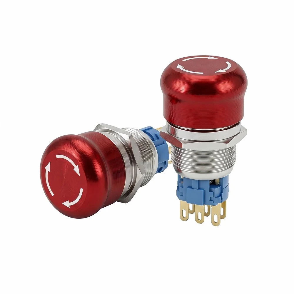 Metal Emergency Stop Button Switch Mushroom Head 16/19/22mm Waterproof Stainless Steel Rotary Press Power off 1NO1NC2NO2NC
Metal Emergency Stop Button Switch Mushroom Head 16/19/22mm Waterproof Stainless Steel Rotary Press Power off 1NO1NC2NO2NC