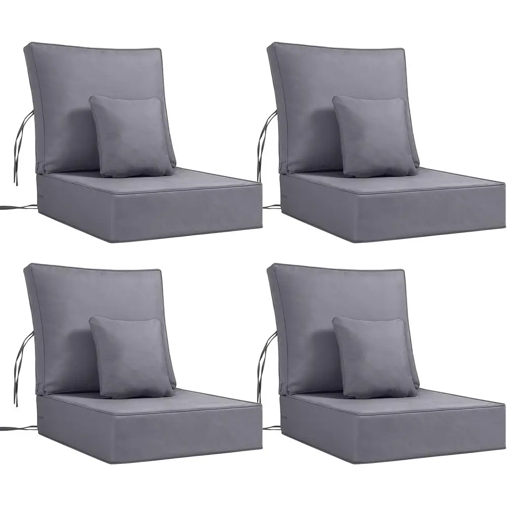 4-Piece 24x24 Inch Outdoor Chair Cushion Set, Deep Seat Patio Cushions with Back, Gray
4-Piece 24x24 Inch Outdoor Chair Cushion Set, Deep Seat Patio Cushions with Back, Gray