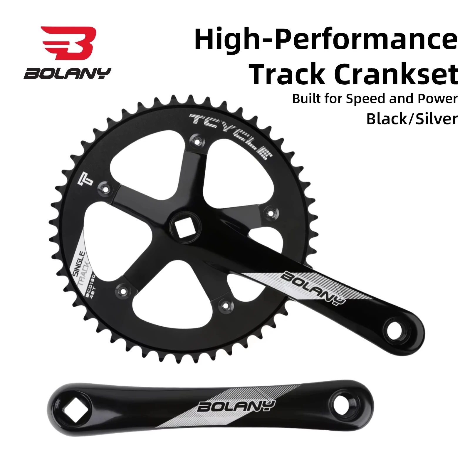 BOLANY Track Bike Square Hole Crank Crankset 170mm Length Crank 130BCD 48T Chainring for Fixed Gear Single Chainring Bicycle
BOLANY Track Bike Square Hole Crank Crankset 170mm Length Crank 130BCD 48T Chainring for Fixed Gear Single Chainring Bicycle