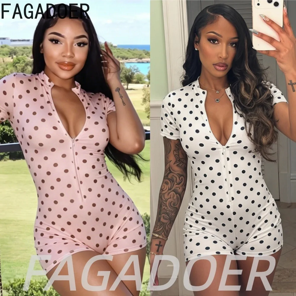 FAGADOER Retro Polka Dot Bodycon Rompers Summer Fashion Print Stand Collar Zipper Skinny Jumpsuits Night Party Club Playsuits
FAGADOER Retro Polka Dot Bodycon Rompers Summer Fashion Print Stand Collar Zipper Skinny Jumpsuits Night Party Club Playsuits