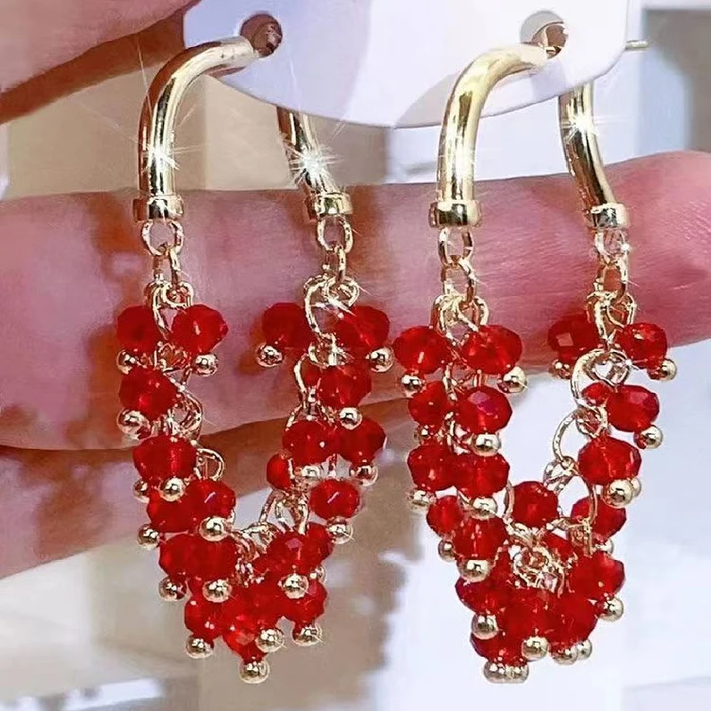 Vintage Red Color Crystal Beads Tassel Ethnic Earrings Stud Dangle Xmas Boho Jewelry Party Women Gift
Vintage Red Color Crystal Beads Tassel Ethnic Earrings Stud Dangle Xmas Boho Jewelry Party Women Gift