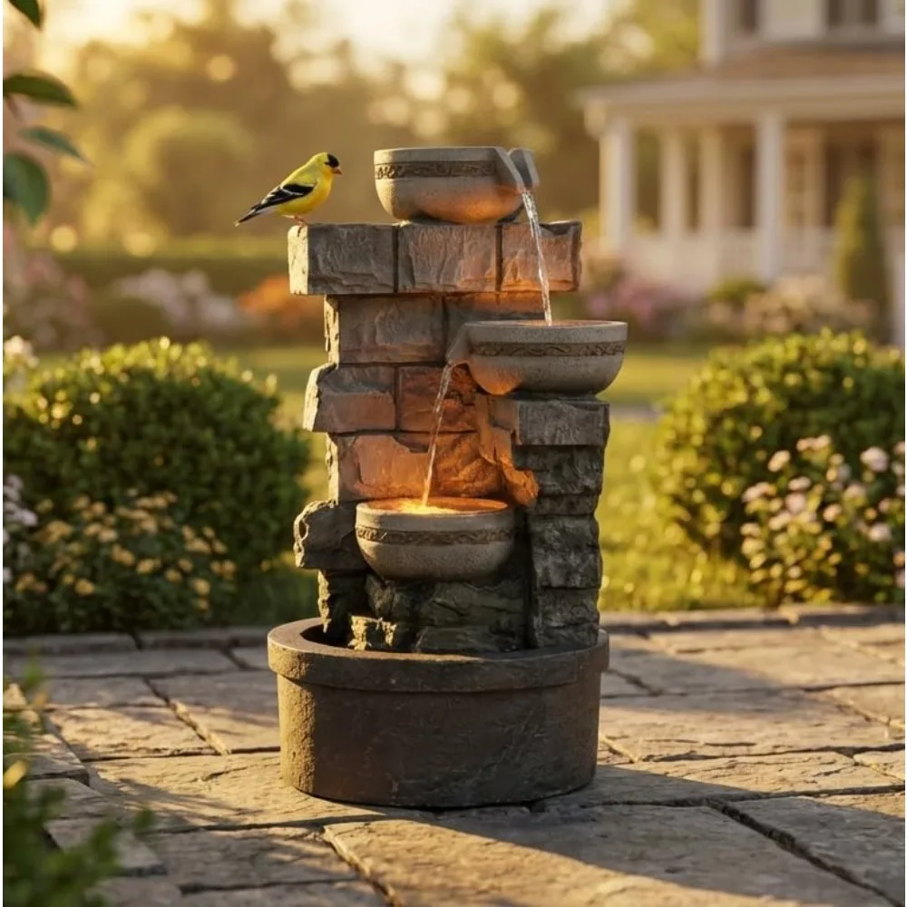 Water Fountian Outdoor - 3 Tiered Bowls Floor Stacked Stone Pump Waterfall Fountain,Good Rest Stop for Bird,Provide, Customized
Water Fountian Outdoor - 3 Tiered Bowls Floor Stacked Stone Pump Waterfall Fountain,Good Rest Stop for Bird,Provide, Customized