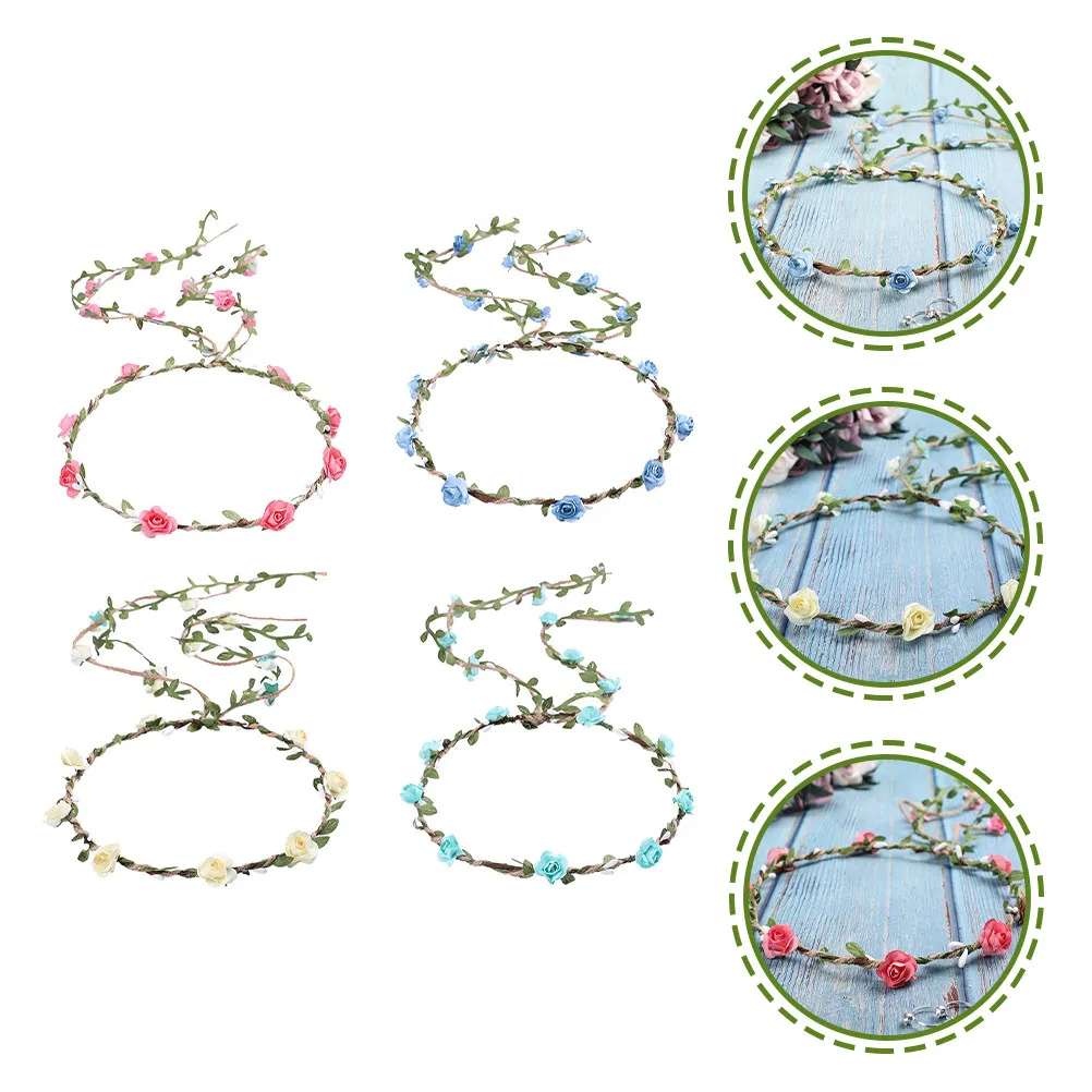 4Pcs Rose Flower Crown Handcrafted Elegant Floral Headband Adjustable Ribbon for Women Wedding Party Festival Cosplay
4Pcs Rose Flower Crown Handcrafted Elegant Floral Headband Adjustable Ribbon for Women Wedding Party Festival Cosplay