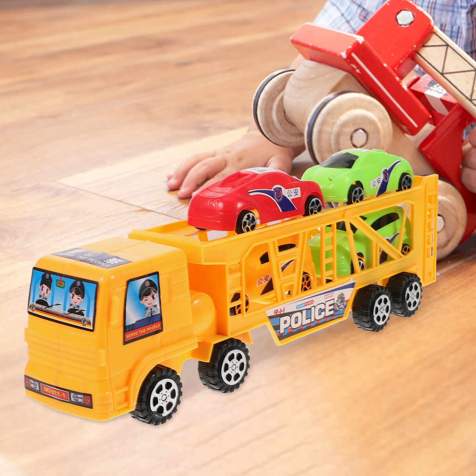 Suite Children's Toy Car Set Large Double-decker Trailer Street Stall Plastic Funny Plaything
Suite Children's Toy Car Set Large Double-decker Trailer Street Stall Plastic Funny Plaything
