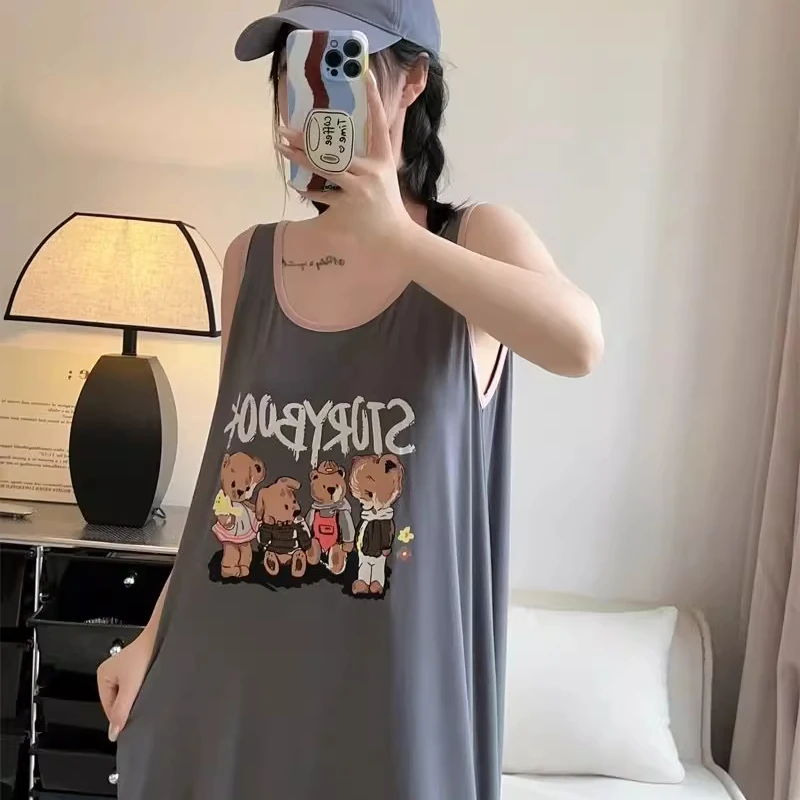 Cute Cartoon Bear Student Summer Nightgown Tank Top Long Dr Sweet Home Clothes Casual Home Scene round Neline Print Pattern
Cute Cartoon Bear Student Summer Nightgown Tank Top Long Dr Sweet Home Clothes Casual Home Scene round Neline Print Pattern