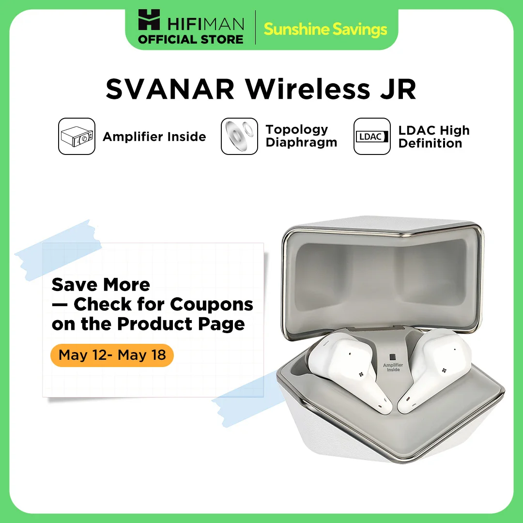 HIFIMAN SVANAR Wireless Jr. Noise Cancelling Bluetooth In-Ear Hi-Fi Earphones with Amplifier Inside, Topology Diaphragm Driver
HIFIMAN SVANAR Wireless Jr. Noise Cancelling Bluetooth In-Ear Hi-Fi Earphones with Amplifier Inside, Topology Diaphragm Driver