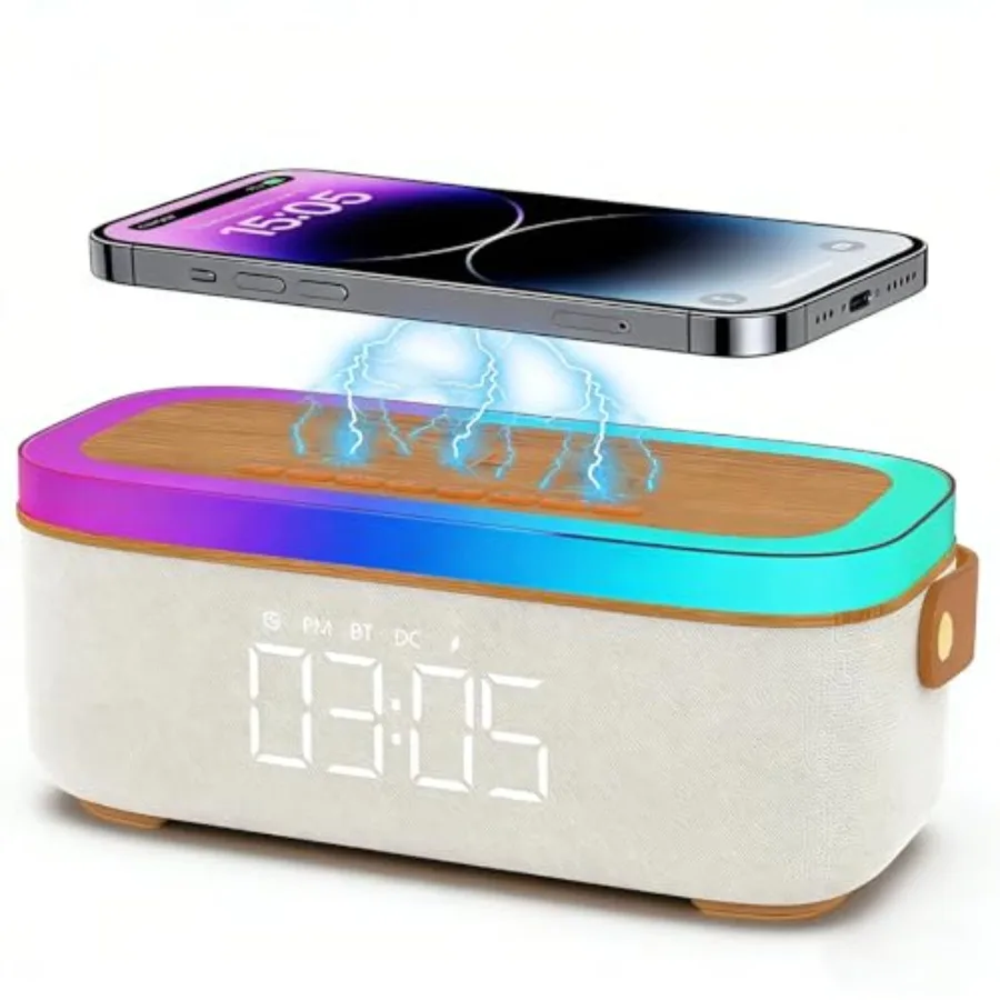 Многофункциональный Bluetooth-будильник 4-в-1 для спальни, для тех, кто любит глубокий сон, с беспроводной зарядной станцией 15 Вт и синхронизацией телефона, портативная Bluetooth-колонка
Многофункциональный Bluetooth-будильник 4-в-1 для спальни, для тех, кто любит глубокий сон, с беспроводной зарядной станцией 15 Вт и синхронизацией телефона, портативная Bluetooth-колонка