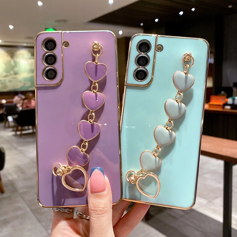 Love Heart Bracelet Chain Phone Case For Samsung Galaxy S23 S22 S21 S20 FE S10 Plus Ultra Note 20 10 A13 Fashion Plating Cover
Love Heart Bracelet Chain Phone Case For Samsung Galaxy S23 S22 S21 S20 FE S10 Plus Ultra Note 20 10 A13 Fashion Plating Cover