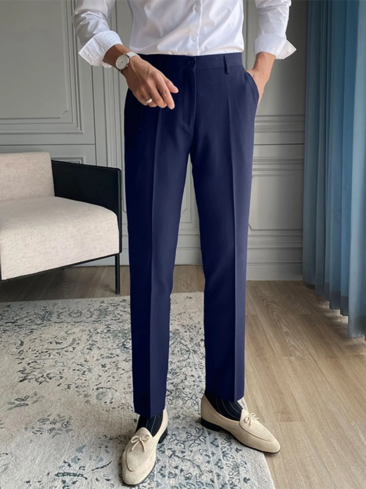 Briti Sle Slim Fit Men's Suit Pants Casual Long Trousers Faionable Busin Nine-Piece Pants Autumn Pure Color Youth Trend
Briti Sle Slim Fit Men's Suit Pants Casual Long Trousers Faionable Busin Nine-Piece Pants Autumn Pure Color Youth Trend