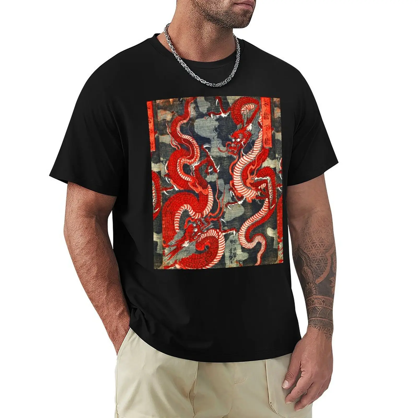 TWO DRAGONS JAPANESE WOODCUT IN RED BLACK WHITE T-Shirt Personalized t-shirt anime tshirt tee shirts for men
TWO DRAGONS JAPANESE WOODCUT IN RED BLACK WHITE T-Shirt Personalized t-shirt anime tshirt tee shirts for men