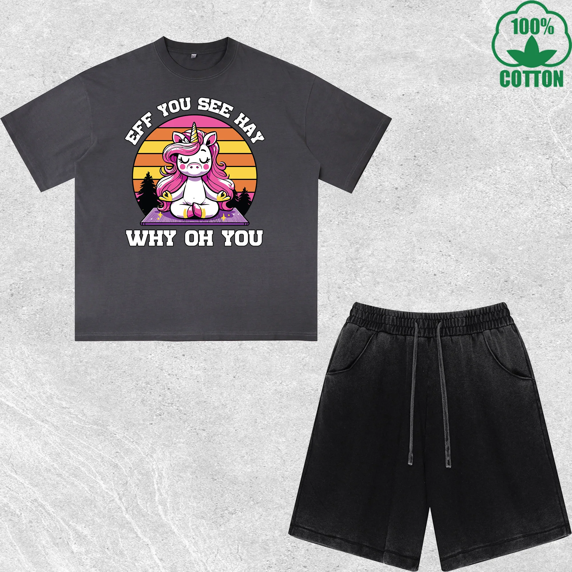 Funny Unicorn Printed Dirty Wash T-Shirt Shorts Set Multicolor Combo Loose Trendy Fashionable 100%Cotton
Funny Unicorn Printed Dirty Wash T-Shirt Shorts Set Multicolor Combo Loose Trendy Fashionable 100%Cotton