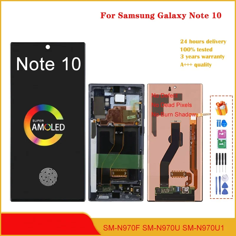 6.3''AMOLED For Samsung Note 10 LCD Display Touch Screen Digitizer Replacement For Note 10 N970, SM-N970F, SM-N970U Display
6.3''AMOLED For Samsung Note 10 LCD Display Touch Screen Digitizer Replacement For Note 10 N970, SM-N970F, SM-N970U Display