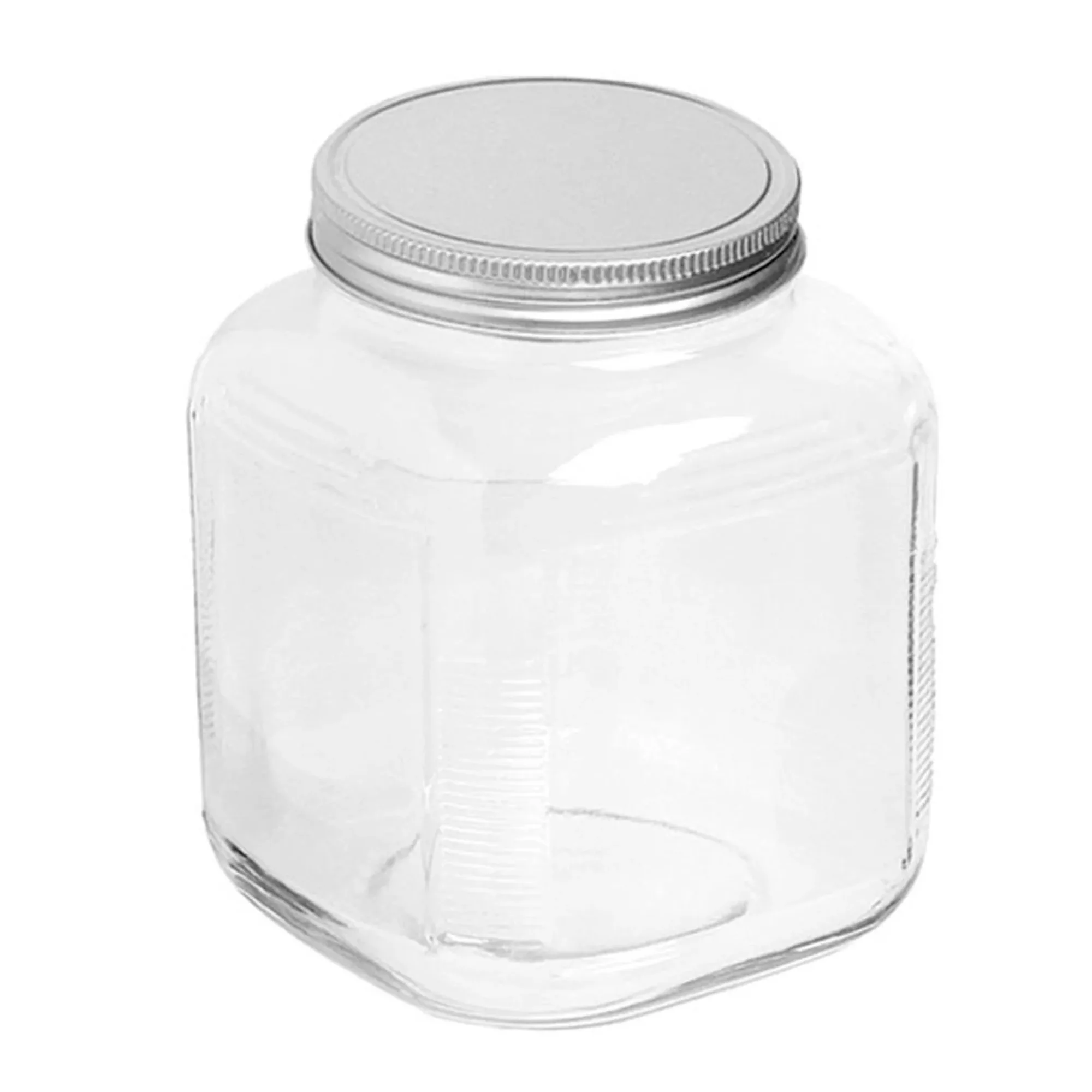 Clear Glass Cracker Jar with Aluminum Lid, 1 Gallon - 4 Pack 
Clear Glass Cracker Jar with Aluminum Lid, 1 Gallon - 4 Pack