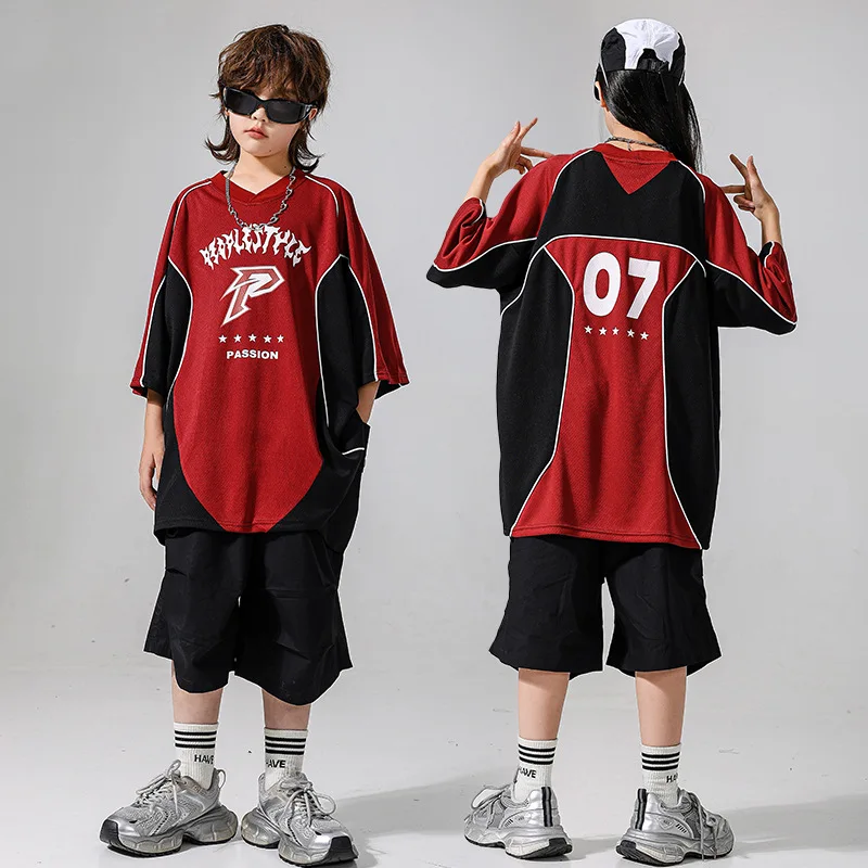 Kid Kpop Clothing Red Black V Neck Oversized T Shirt Hip Hop Cargo Shorts for Girl Boy Jazz Dance Wear Costume Clothes
Kid Kpop Clothing Red Black V Neck Oversized T Shirt Hip Hop Cargo Shorts for Girl Boy Jazz Dance Wear Costume Clothes