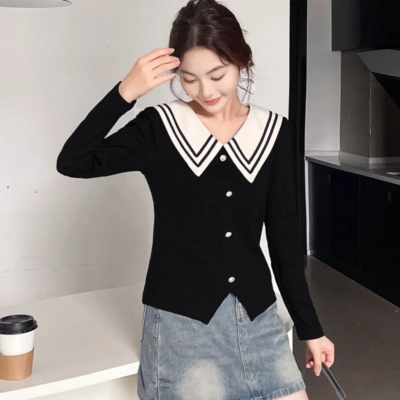 Осенняя французская кукольная футболка контрастного цвета с длинными рукавами, женский дизайн, модный топ
Осенняя французская кукольная футболка контрастного цвета с длинными рукавами, женский дизайн, модный топ