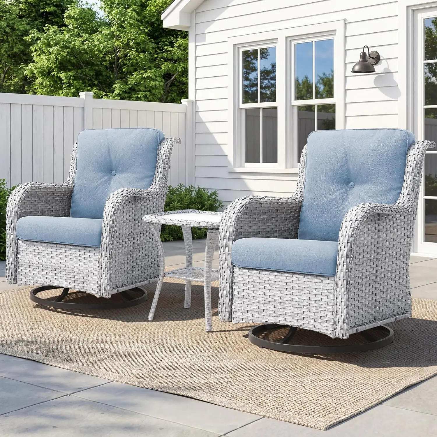 Patio Wicker Chairs Swivel Rocker,Outdoor Patio Furniture Set with Rattan Side Table
Patio Wicker Chairs Swivel Rocker,Outdoor Patio Furniture Set with Rattan Side Table