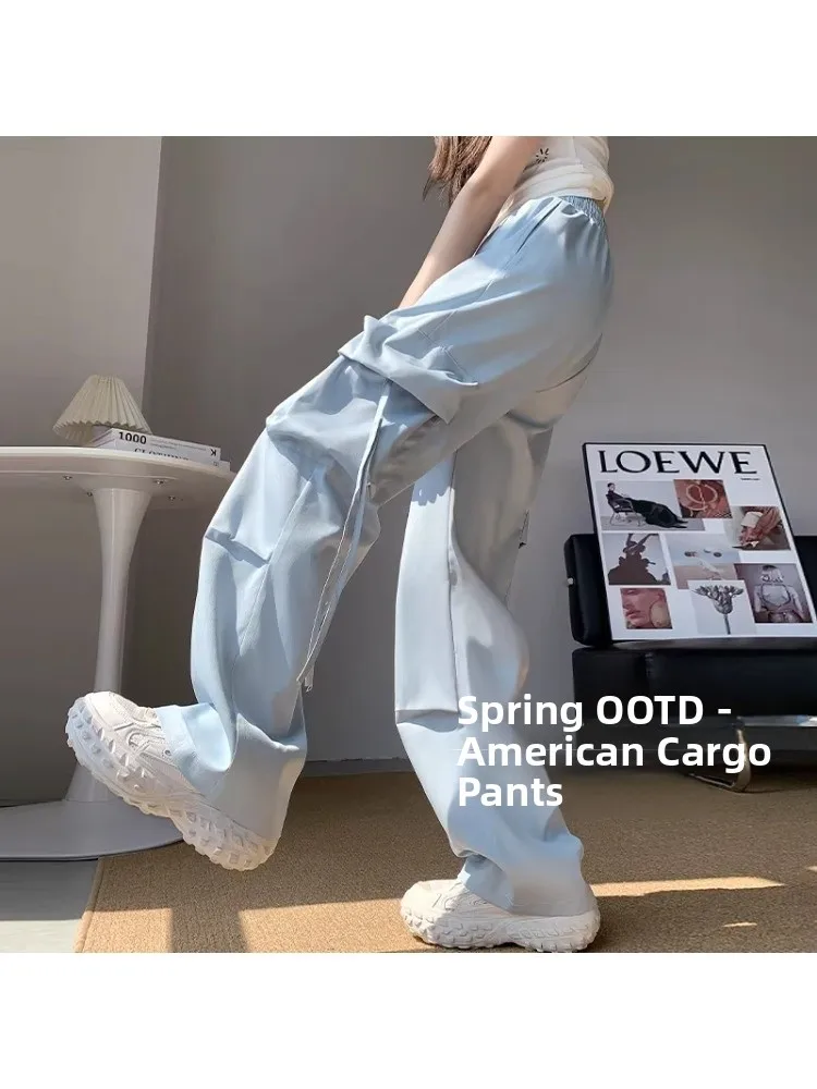 Blue American Style Work Pants Women's Spring Summer Autumn High Waist Drawstring Quick Dry Sporty Loose Straight Small Size
Blue American Style Work Pants Women's Spring Summer Autumn High Waist Drawstring Quick Dry Sporty Loose Straight Small Size