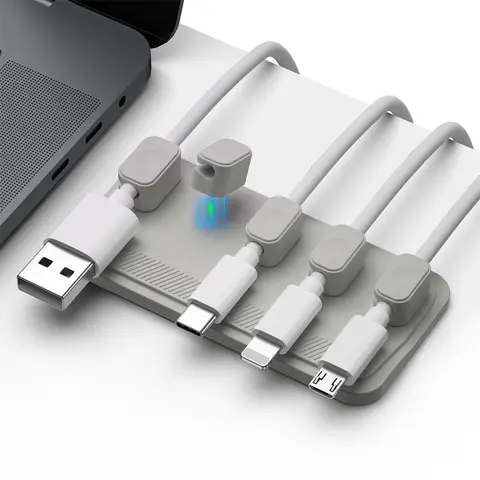 Clips magnétiques pour la gestion des câbles, clips de support de câble, garde-rette polyvalent de bureau, 5 clips pour l'éclairage, micro directions USB C, bâtons