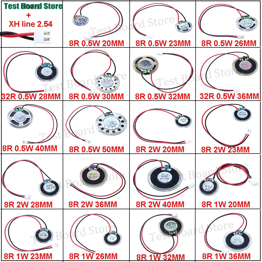 1PCS Ultra Thin Speaker 8 32 Ohms 8R 32R 0.5W 1W 2W Diameter 20 23 26 28 30 32 36 40 50 MM With XH 2.54 Terminal Wire
1PCS Ultra Thin Speaker 8 32 Ohms 8R 32R 0.5W 1W 2W Diameter 20 23 26 28 30 32 36 40 50 MM With XH 2.54 Terminal Wire