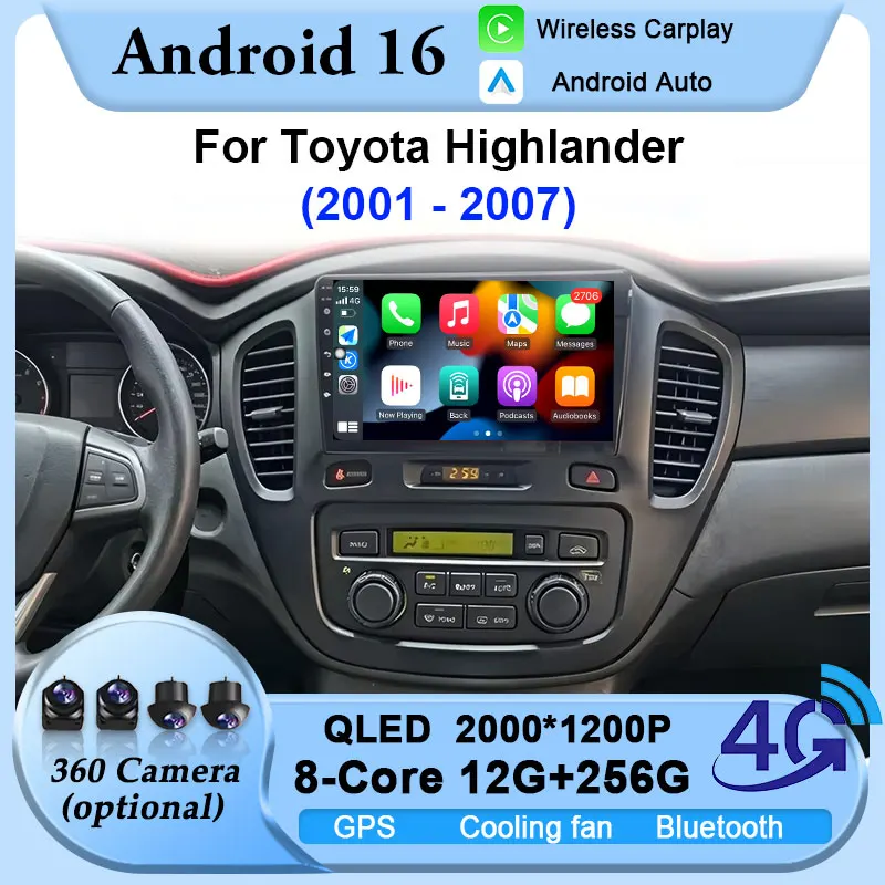 9 inch Android16 For Toyota Highlander 2001-2007 Car Radio Multimedia Video Player GPS Navigation CarPlay DSP Stereo Head Unit
9 inch Android16 For Toyota Highlander 2001-2007 Car Radio Multimedia Video Player GPS Navigation CarPlay DSP Stereo Head Unit