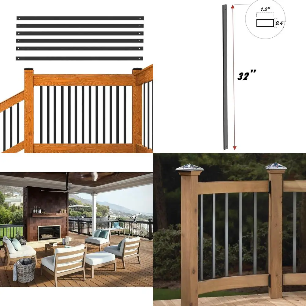 26-Pack 32.25 Black Metal Deck Balusters with Screws, Hollow for Porch Railing (32.25x1.2x0.4Inch)
26-Pack 32.25 Black Metal Deck Balusters with Screws, Hollow for Porch Railing (32.25x1.2x0.4Inch)