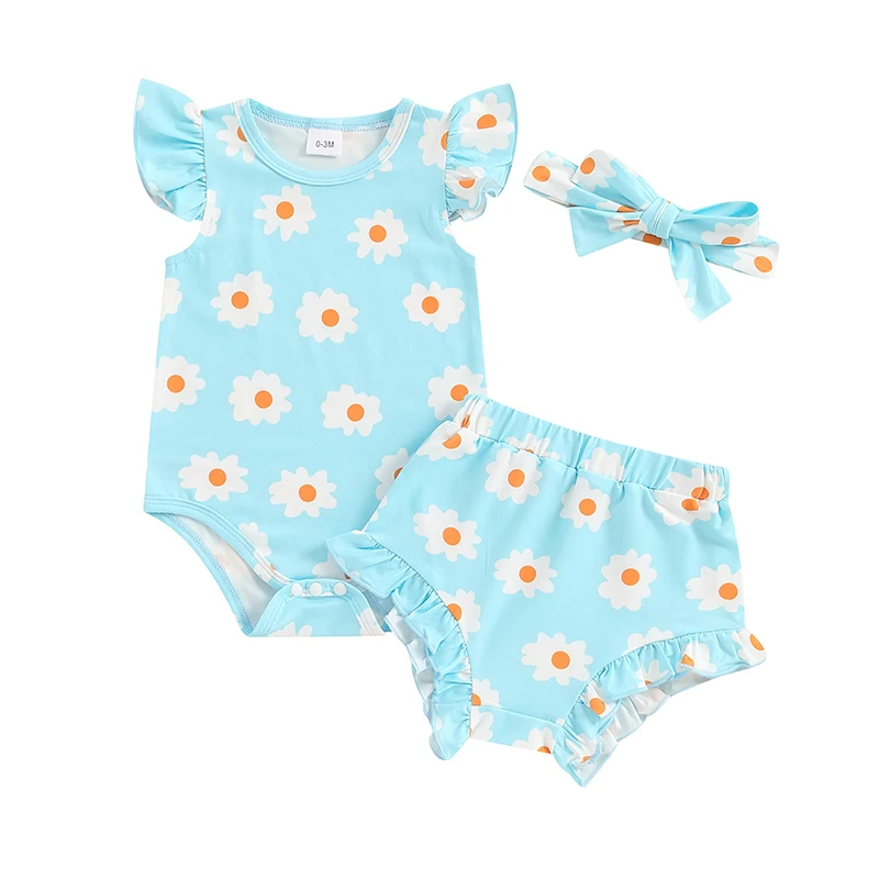 Baby Girls Shorts Set, Flower Print Fly Sleeve Romper with Shorts and Hairband Summer Outfit
Baby Girls Shorts Set, Flower Print Fly Sleeve Romper with Shorts and Hairband Summer Outfit