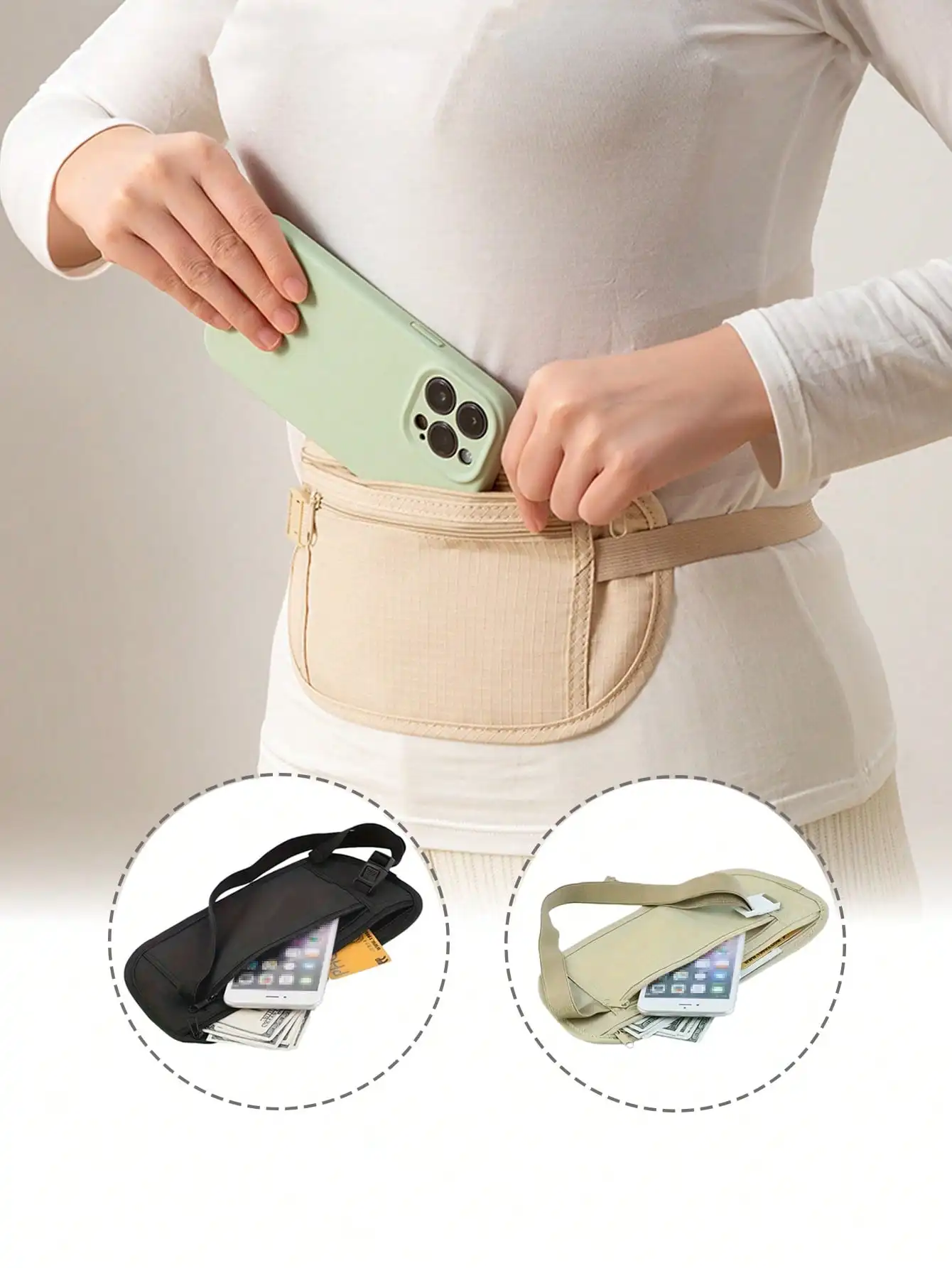 1pc Creative New Fashion Invisible Travel Waist Bag, Elegant Anti-Theft Waist Pouch, Multi-Functional Ultra-Thin Waterproof Waist Pack, Suitable For Daily Sports, Running, Hiking, Climbing, Cycling, Fitness, School And Home, Travel Essential
1pc Creative New Fashion Invisible Travel Waist Bag, Elegant Anti-Theft Waist Pouch, Multi-Functional Ultra-Thin Waterproof Waist Pack, Suitable For Daily Sports, Running, Hiking, Climbing, Cycling, Fitness, School And Home, Travel Essential