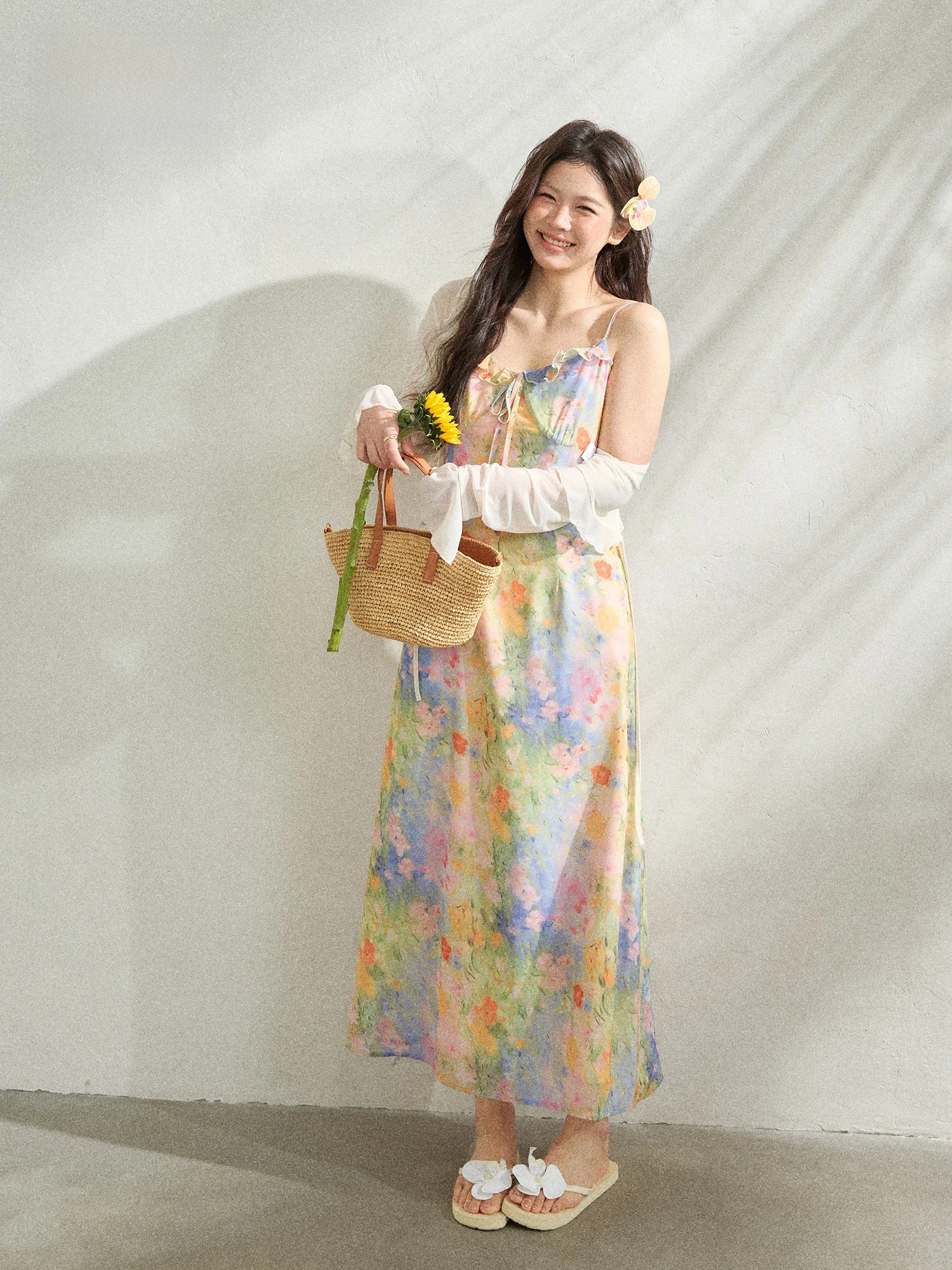 Spring Vacation Feel Dyeing Floral Strap Dress Set High Waist Short Sleeve Mid-Length A-Line Skirt Casual Summer Dress
Spring Vacation Feel Dyeing Floral Strap Dress Set High Waist Short Sleeve Mid-Length A-Line Skirt Casual Summer Dress