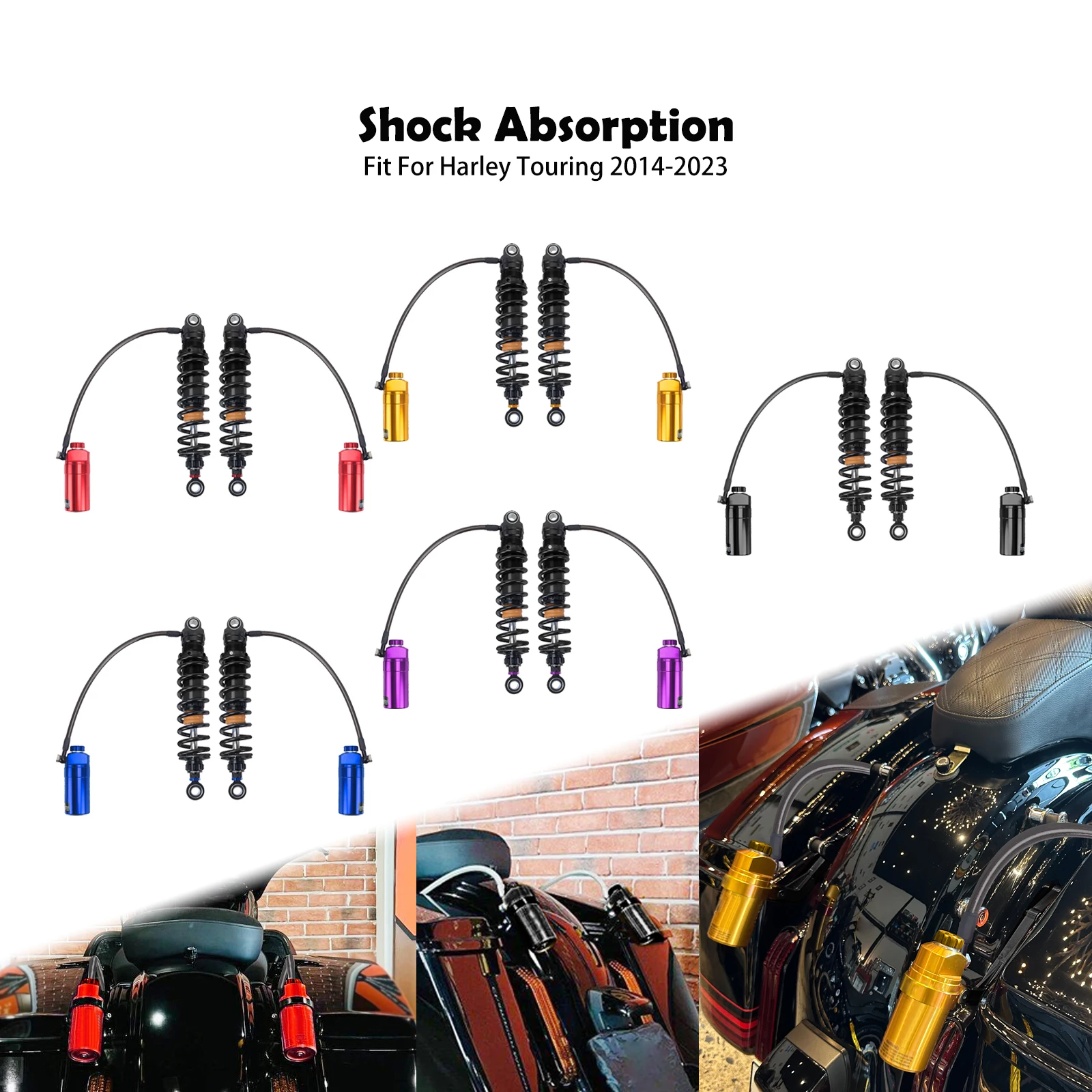 Motorcycle Shocks Absorbers Remote Reservoir Rear Suspension For Harley Touring 2014-Up Road King Electra Street Road Glide CVO
Motorcycle Shocks Absorbers Remote Reservoir Rear Suspension For Harley Touring 2014-Up Road King Electra Street Road Glide CVO