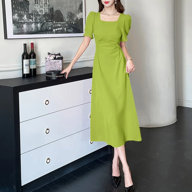 QOERLIN Vintage Style Square Collar Dresses 2025 Summer New Fashion Pleated Waist Slim Fit Long Dress Solid Color Versatile Girl
QOERLIN Vintage Style Square Collar Dresses 2025 Summer New Fashion Pleated Waist Slim Fit Long Dress Solid Color Versatile Girl
