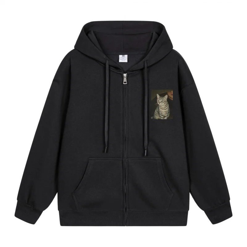 Men's Zip-Up Hoodie Cat Print On Black Hoodie 2025 New Style Casual Couples’ Style Casual and Loose
Men's Zip-Up Hoodie Cat Print On Black Hoodie 2025 New Style Casual Couples’ Style Casual and Loose