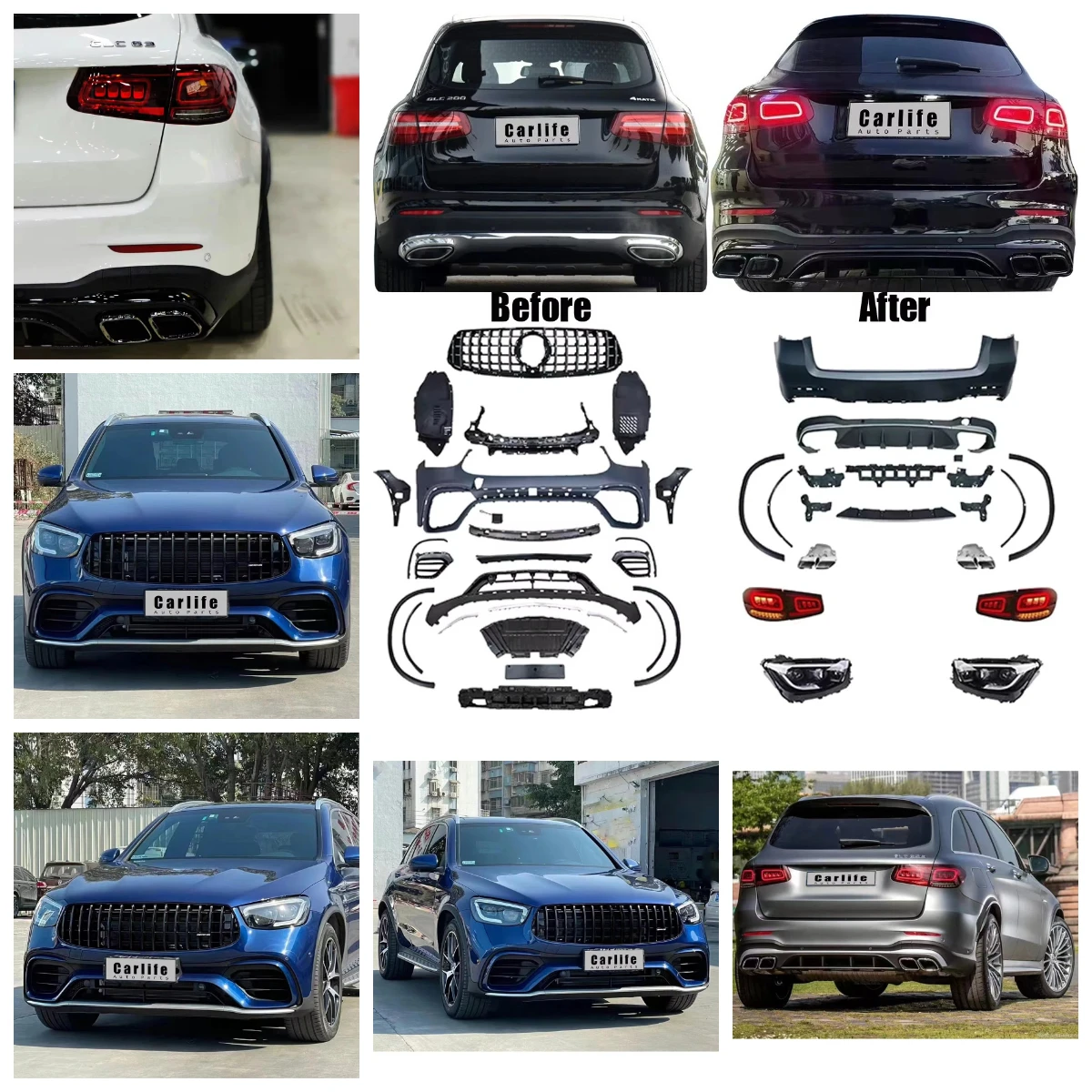 For Benz GLC Class X253 2015-2019 Change to 2020+ Look Like Bumpers Grille Full Body Kits.
For Benz GLC Class X253 2015-2019 Change to 2020+ Look Like Bumpers Grille Full Body Kits.