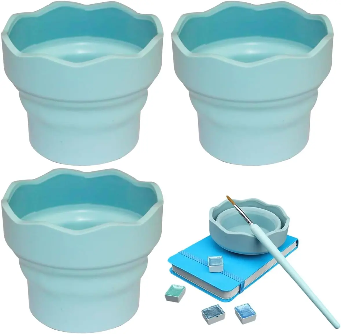 3 Pack Foldable Paint Brush Washer Silicone Water Cup for Art
3 Pack Foldable Paint Brush Washer Silicone Water Cup for Art