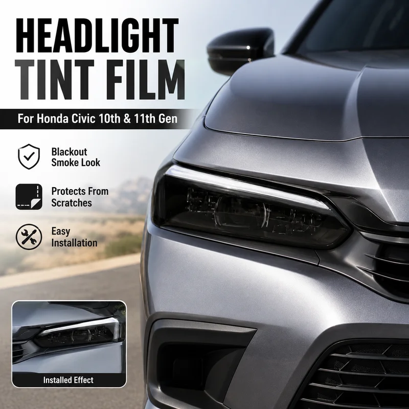 Headlight Tint Film For Honda Civic 10th and 11th Gen, Blackout Smoke, Easy Installation, Replacement Parts, Car Accessories
Headlight Tint Film For Honda Civic 10th and 11th Gen, Blackout Smoke, Easy Installation, Replacement Parts, Car Accessories