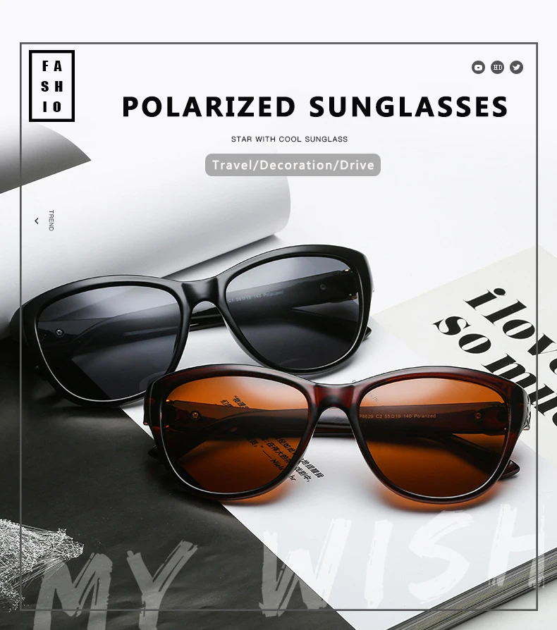 Cat-eye polarized sunglasses, unisex, elegant women's sunglasses, driving glasses for women
Cat-eye polarized sunglasses, unisex, elegant women's sunglasses, driving glasses for women